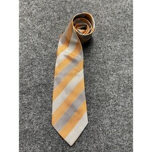 Charvet Place Vendome Orange Silver Striped Luxury Woven Silk Made In France Tie